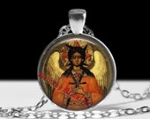 Michael Archangel pendant, angel necklace, magic talisman, protection amulet, lamen, christian jewelry, medieval art #280