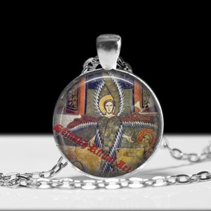 Six - winged Seraphim pendant, angel necklace, magic talisman, protection amulet, lamen, christian jewelry medieval art church ornament #278