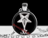 Lucifer symbol pendant, inverted pentagram pendant, satanic necklace, sigil of Lucifer jewelry, Satanic goat necklace #175