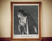 The witch of Endor with a candle, witchcraft, black magic, dark art print, occult poster, gothic gift, esoteric, pagan home decor #W25