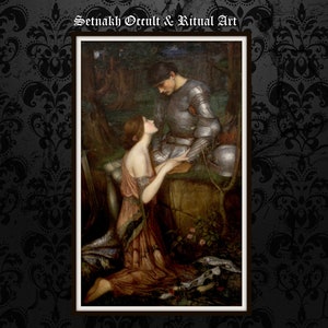 Lámina de lamia de John William Waterhouse, vampiro, vintage, arte oscuro, póster ocultista, decoración gótica del hogar, brujería, brujería, arte wiccan #W117