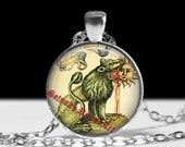 Lion devouring the Sun necklace, medieval illustration, alchemical pendant, witchcraft, magick gift, occult symbol, magic picture #281