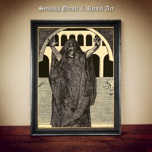 The High Priestess - Lilith  print, witchy art decor, witchcraft art, gothic home decor, pagan style print, dark aeshetic #W115