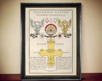 Rosicrucian Cross Art Print - Alchemic Occult Decor on Cotton or Canvas #86.1