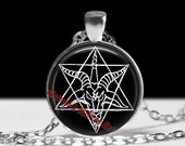 Satanic goat pendant, Star of David necklace, goat of mendes jewelry, occult charm, satanic accessories, black metal fashion #273