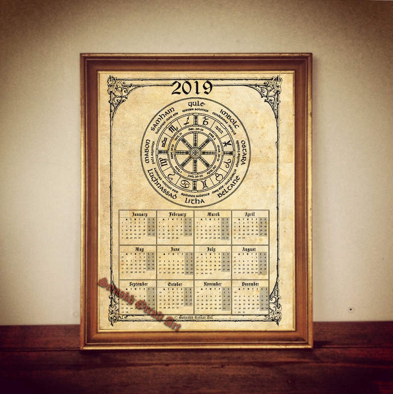 2020 Calendar with Wheel of the Year occult calendar pagan Etsy