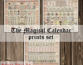 The Magical Calendar 3 prints set,  Angel print, Archangel poster, Occult art #468