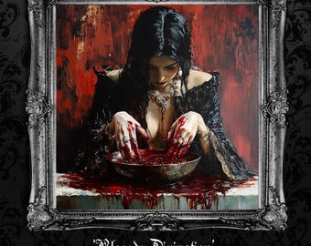 Dark Priestess Art Print – Bloody Divination, Gothic Occult Decor #SV8