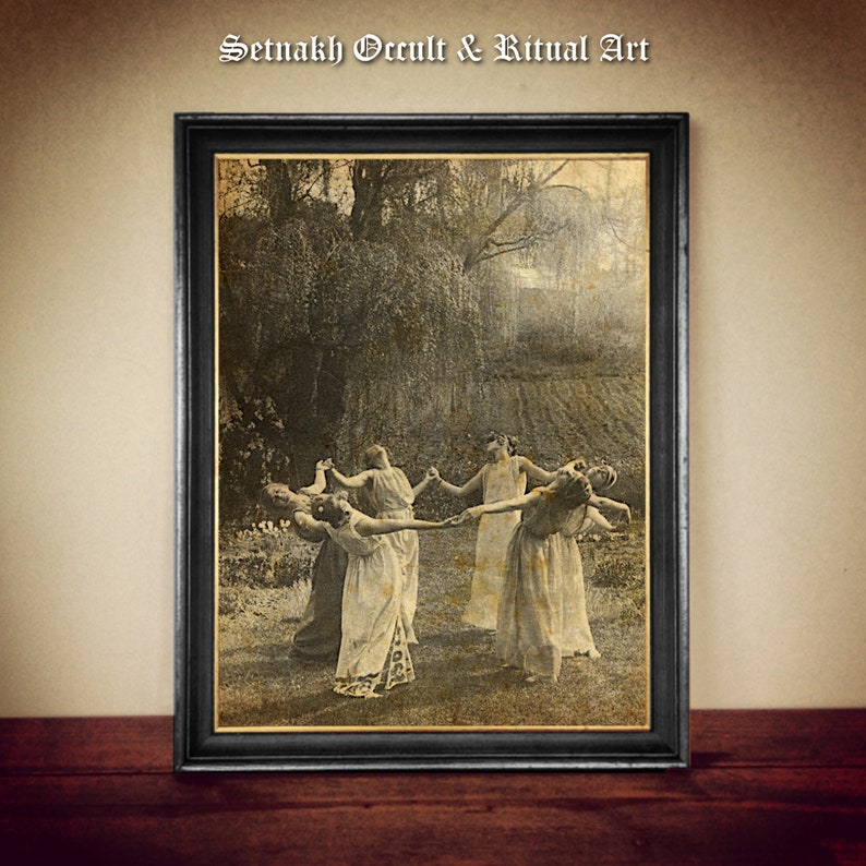 The Circle of dancing Witches print, vintage photography, dark, occult poster, gothic home decor, witchcraft, witch print, wiccan art #W91
