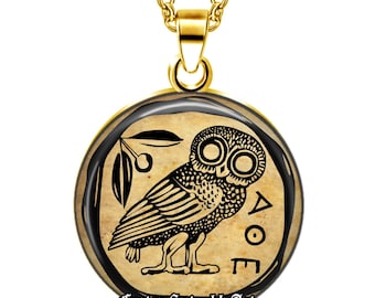 Athena's Owl Necklace – Ancient Greek Mythology Coin Pendant #565
