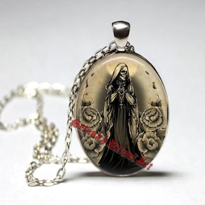 Santa Muerte-hanger, aandenken Mori-ketting, talisman Day of the Dead, occult schedelmedaillon #435.2