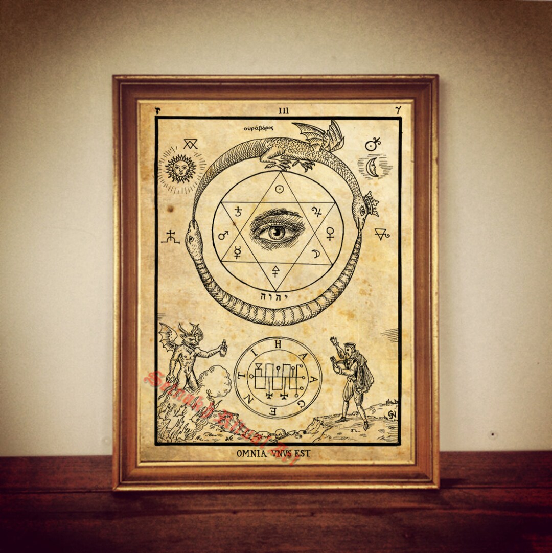 Uroboros & All Seeing Eye, Alchemy, Hermetism, Gnosis, Antique Print ...