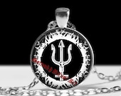 Satan's trident pendant, satanic pendant, satan necklace, satanic jewelry, occult pendant, occult jewelry, trident necklace #192