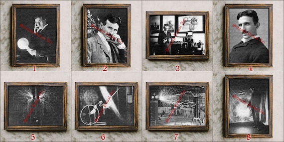 Nikola Tesla portrait, Nikola Tesla print, inventor of rotating magnetic field and engineer poster, electric power transmission  #472