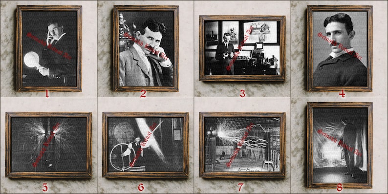 Retrato de Nikola Tesla, lámina de Nikola Tesla, inventor del campo magnético giratorio e ingeniero, póster, transmisión de energía eléctrica #472 imagen 1