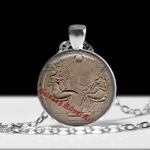 Akhenaten, Nefertiti and their children pendant , Egyptian necklace, antique jewelry, ancient aliens #487