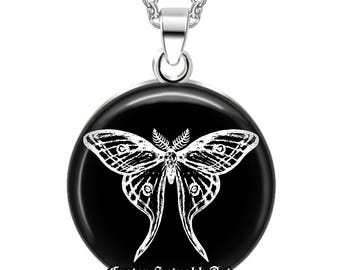 Lunar Moth Talisman Necklace – Mystical Moon Moth Pendant - Nature Jewelry #571