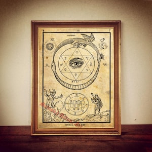 Uroboros y el ojo que todo lo ve, alquimia, hermetismo, gnosis, grabado antiguo, ilustración, póster, decoración vintage para el hogar, serpiente mágica, ocultismo n.° 12