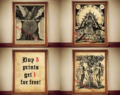 SALE ! buy 3 prints get 1 free | occult print, witches illustration, witchcraft poster, magic art, home decor, magick, canvas print