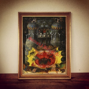 Hell print, Devil in Hell poster, demonic art, occult home decor, demonology, satanic art, Satan in Hell, sinners  #408