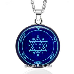 Wisiorek z czwartym pentagramem Jowisza, talizman bogactwa, naszyjnik z Pieczęciami Salomona, amulet rytualny, naszyjnik okultystyczny, magia ceremonialna, Goetia #103