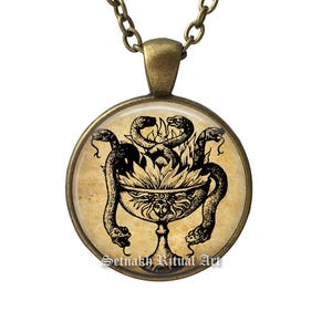Pendentif calice de serpents, talisman setnakh, bijoux occultes #A9
