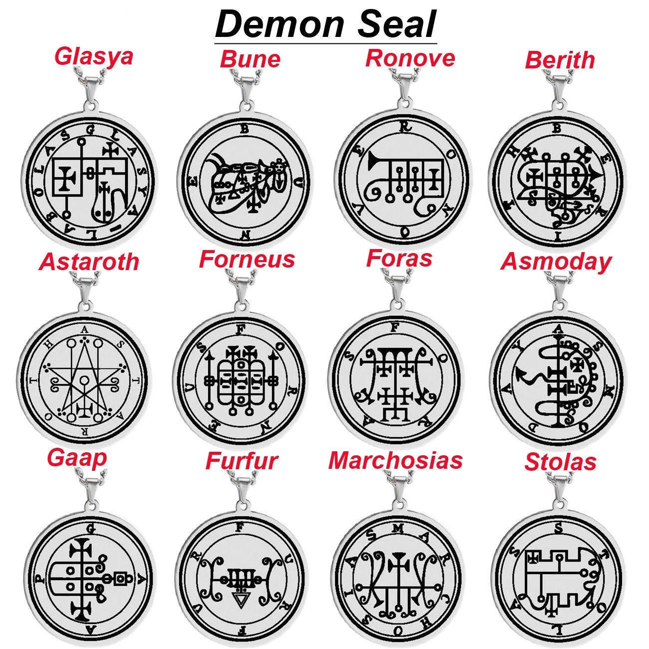 Lesser Key of Solomon Demon Seals Pendant Necklace | Stainless Steel 1 ...