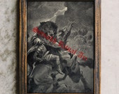 Viking art, Odin and Fenris wolf, Nordic print, Scandinavian poster #456