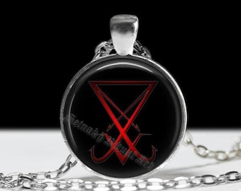 Colgante con el símbolo de Lucifer, collar con sello satánico, amuleto oculto n.° 35c