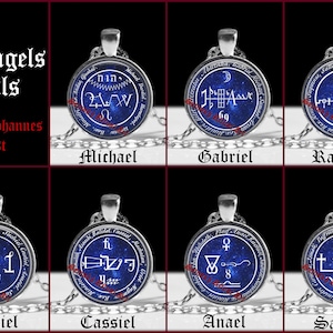 Archangel seal pendant, angel necklace, occult, magic talisman, doctor Faust, Michael, Gabriel, Sachiel, Anael, Raphael, Cassiel, Anael #469