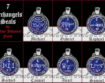 Archangel seal pendant, angel necklace, occult, magic talisman, doctor Faust, Michael, Gabriel, Sachiel, Anael, Raphael, Cassiel, Anael #469