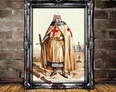 Jacques de Molay portrait, Knights Templar Grand Master antiqued print, mystical walldecor, Occult art, Order of Solomon's Temple  #TMP1