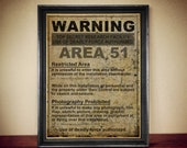 Area 51 Warning sign print, USA, UFO poster, military, ufology, conspiracy print, Alien art print, poster, #UF10