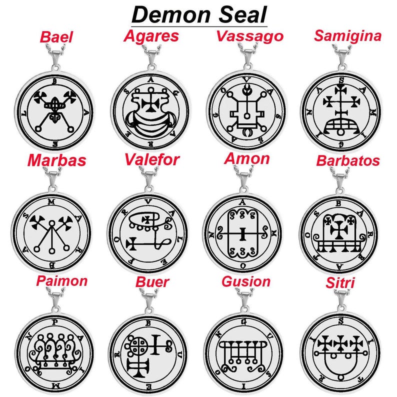 Demon Marks Protection Lesser Key of Solomon Demon Seals Pendant Necklace | Stainless Steel 1 ...