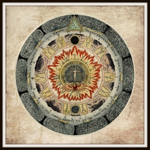 Impresión La Rosa Cósmica del Anfiteatro de la Sabiduría Eterna, Alquimia, Cábala Cristiana, Hermetismo, Arte Oculto, Decoración Esotérica #A18