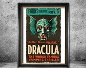 Dracula print, A theater performance poster, Vampire poster, Modern creepy artprint, Vampyre, Transilvanian, gothic decor #BZR3