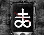 Leviathan cross print, Satanic art,  Alchemical element - Sulfur, Luciferian poster, Eternity cross, Satan, Devil, black mass #7