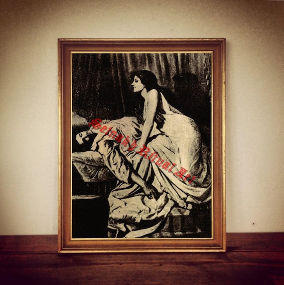 Antique Style Vampire Art Print, Gothic Home Decor #74