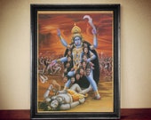 Kali astride Shiva print, The Goddess of ultimate power, time, destruction and change, Hindu wallart, Hinduism, Eastern Religion #HIND3