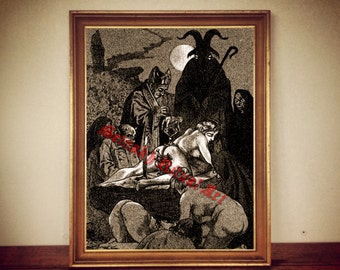Occult poster "The Black Mass"  by Martin van Maele, satanic print, occult illustration, satanic poster, devil illustration, 199