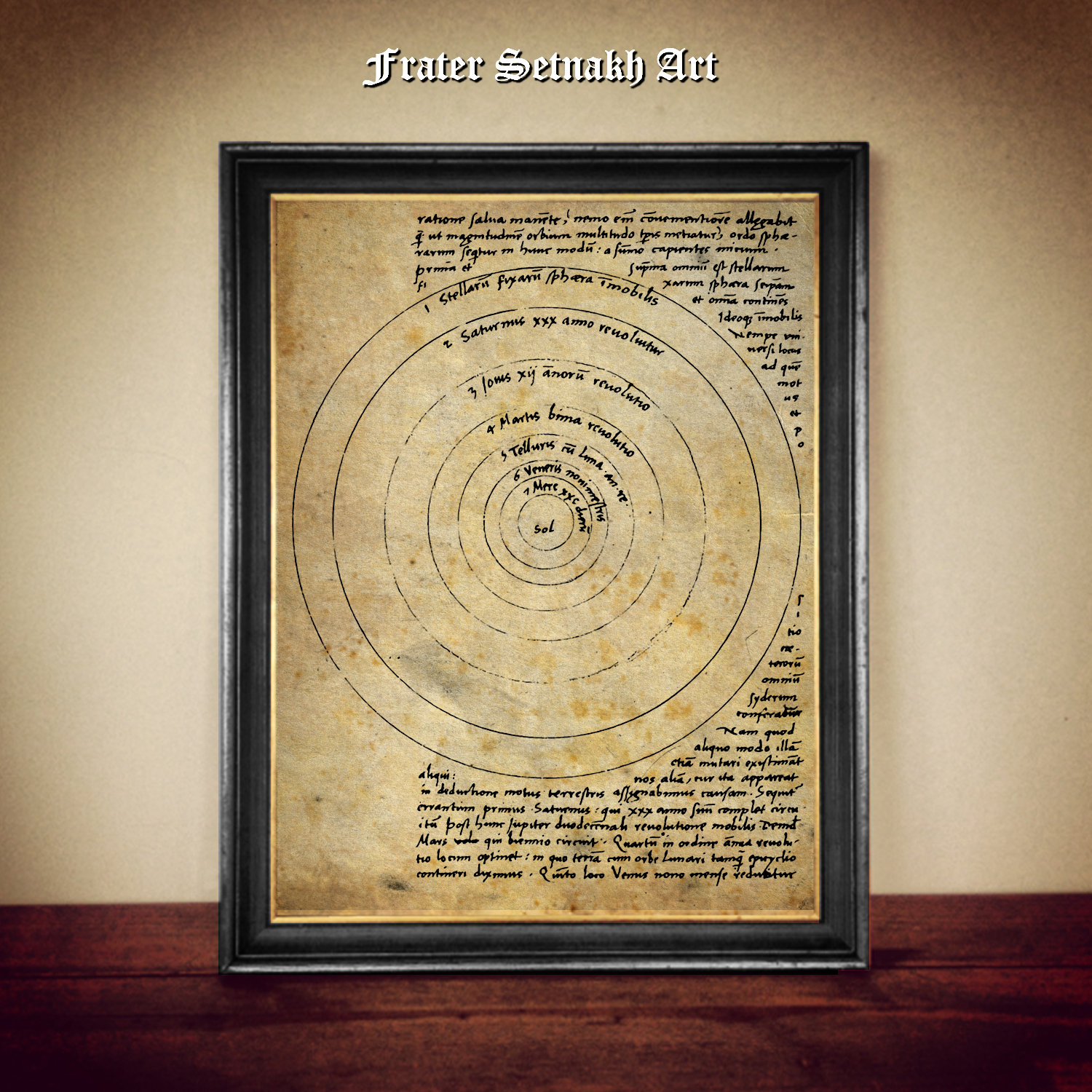 Das Sonnensystem Zeichnung von Nikolaus Kopernikus, Seite aus der Handschrift ""Derevolutibus orbium coelestium"" , Astronomie Druck, #PR10."