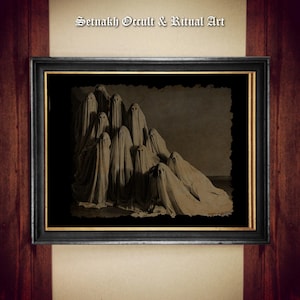 Impresión de fantasmas victorianos, fotografía antigua aterradora, arte oscuro, póster ocultista, regalo gótico, decoración esotérica del hogar, brujería #VIC5