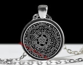 Sigillum Dei Ameth pendant, John Dee Seal of God talisman, Seal of the Truth of God, Clavicula Salomonis symbol necklace  #115