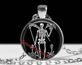 Death Reaper necklace, Santa Muerte pendant, Saint Death amulet, Mexican Skull jewelry, occult jewellery, Skeleton  fashion #55