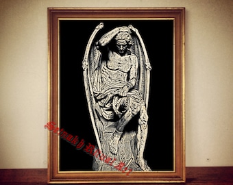 Lucifer the Fallen Angel print, occult print, satanic illustration, luciferian poster,  vintage home decor #125