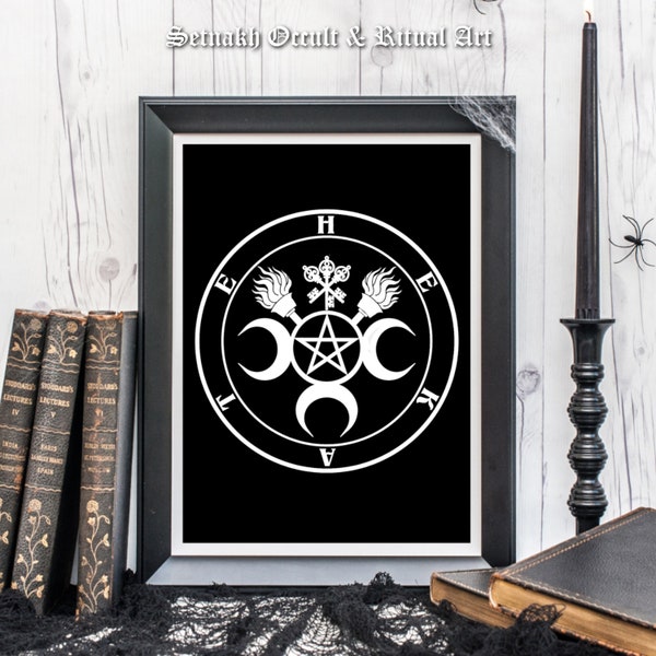 Hecate sigil print, Goddess of Magic, witchcraft, night, Moon, ghosts, necromancy, sorcery, witch poster, wicca, gothic home decor #WS8