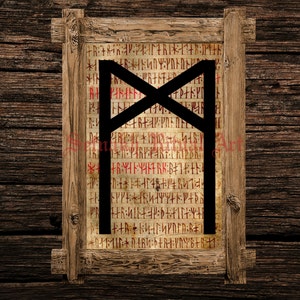 Mannaz Print, Rune Illustration, Elder Futhark Art, Viking Home Decor ...