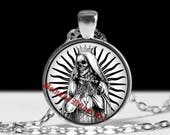 Santa Muerte pendant, day of the dead necklace, ritual altar jewelry, occult medallion, saint death, skull art, morte #25