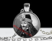 Dracula pendant, Vampire jewelry, Vlad Tepes portrait necklace,  blood, eternity, Transilvania, Romania, fangs, vampire castle #65.1