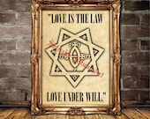 Babalon seal poster, Aleister Crowley print, Occult art, "Love is the Law, Love under Will"  #470